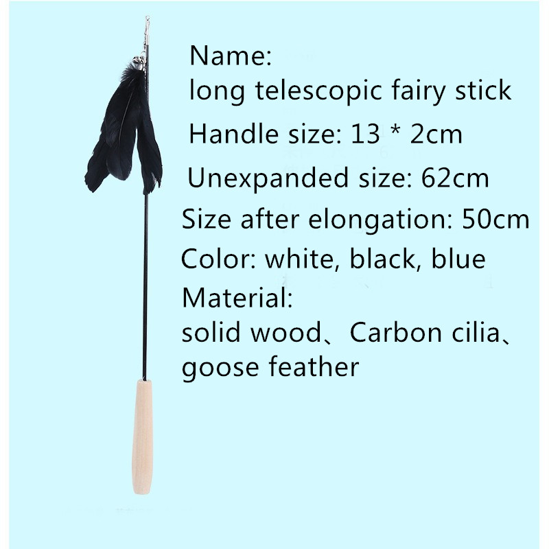 Retractable Wooden Handle Cat Petting Stick Interactive Pet Supplies Cat Toy Solid Wood Bell Feather Cat Petting Stick