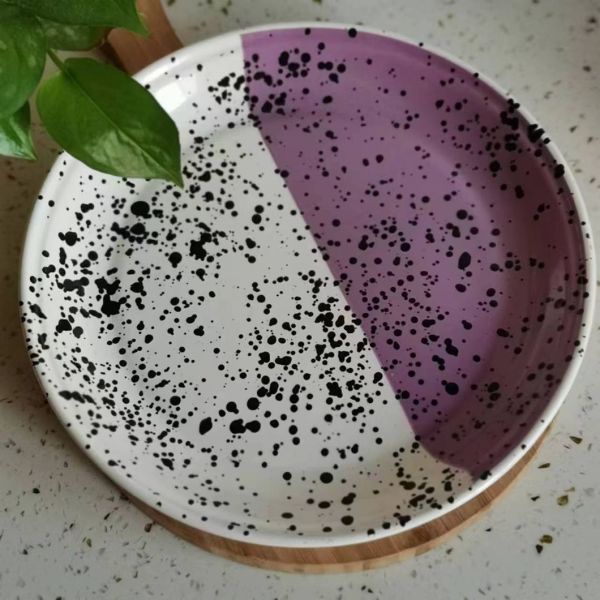 Enamel Tableware Half-Color Speckled Mugs, Trays and Bowl Sets for Camping