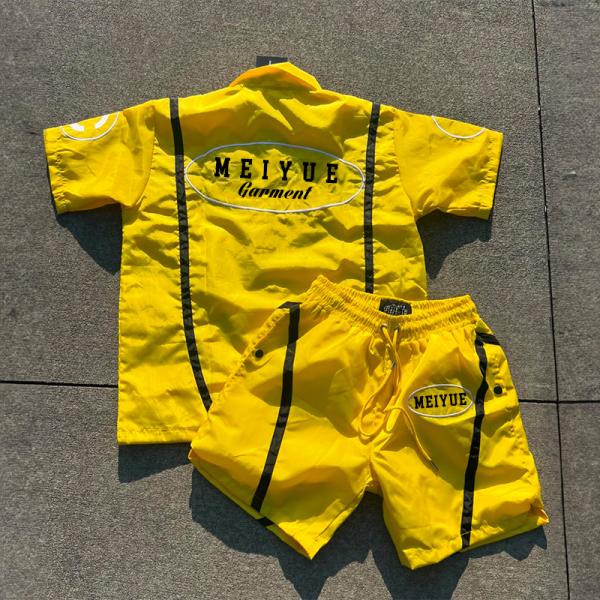 Custom Logo Nylon Polyester Buttons Polo Shirt 2 Piece Set Cargo Shorts Jogging Suit Men Tshirts Short Set Tracksuit for Men