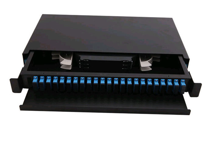 SC Simplex 1U 19 Inch Patch Panel 24 Port Waterproof With Black Color