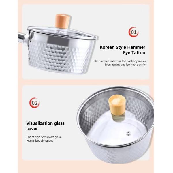 18 / 8 Kitchen Stainless Steel Cooking Pot With Glass Lid