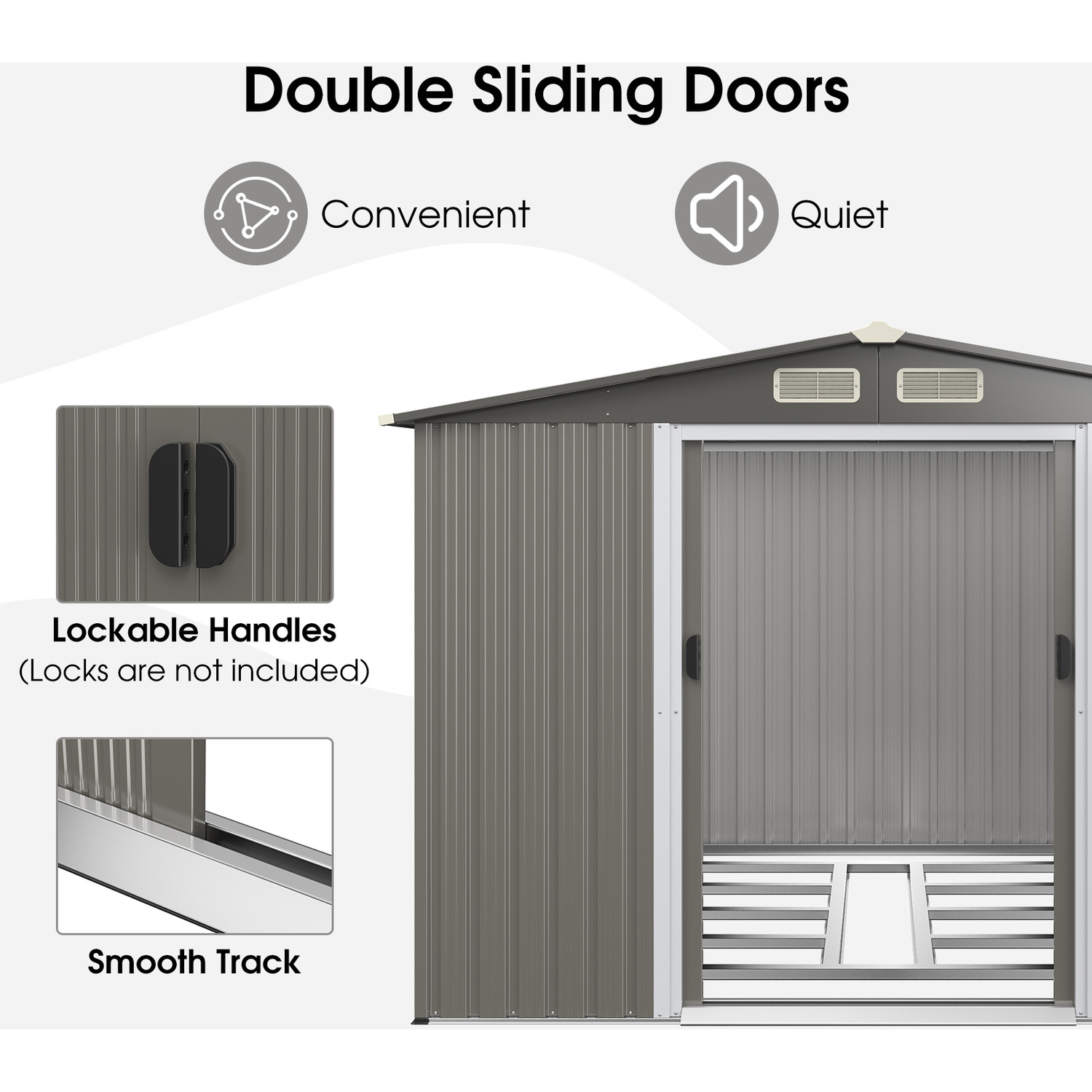 8x6ft Garden House Tools Storage Shed with Air Vent 69kg Powder Coated Frame by AJUNION