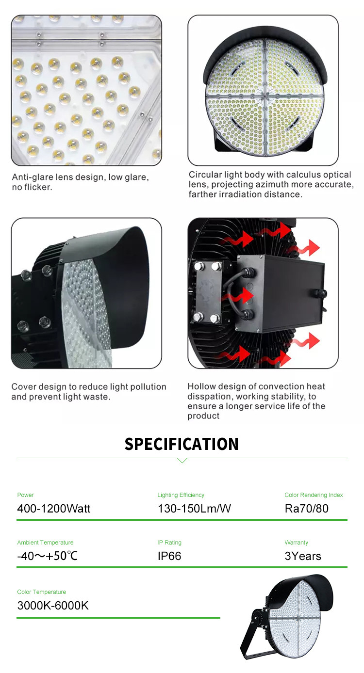 3years Warranty 1000w Led High Mast Lights Outdoor Led Light For Basketball Court