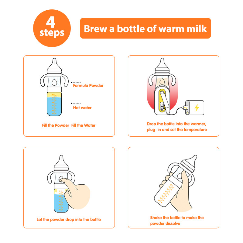 Fast Rush Self Mixing Baby Bottles With Formula Dispenser Adjustable Temperature Warmer