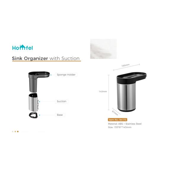 Stainless Steel Kitchen Sink Organiser Rack With Fluid Pump And Sponge Holder