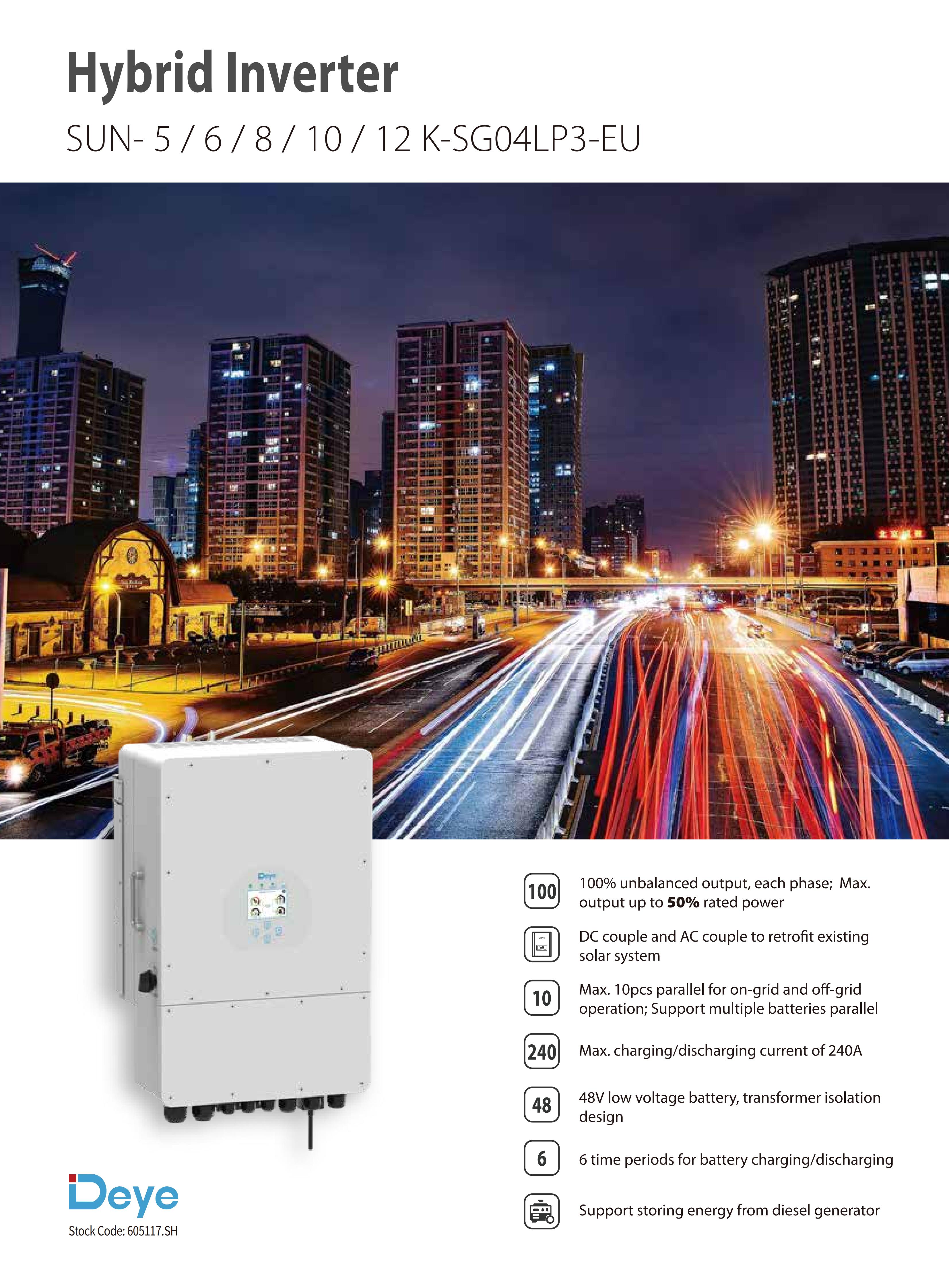 High Quality DEYE 48V Hybrid Inverter 10kw Solar Inverter With IEC VDE NE Certification For 220V Market