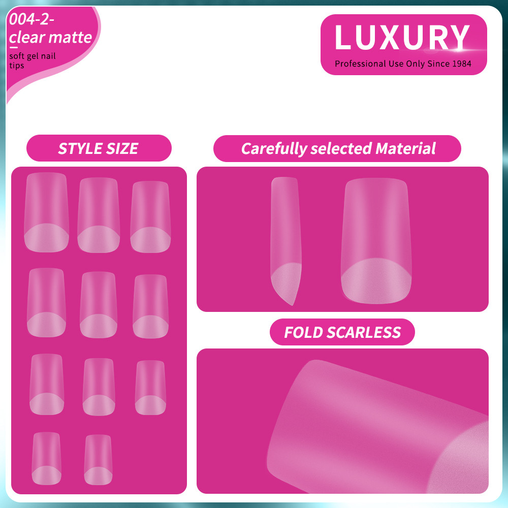 Nail Tips Set Full Cover Square Shapes Clear Matte False Nails For DIY Manicures
