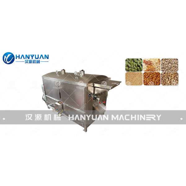 Commercial gas roasting machine with rotating drum and control panel