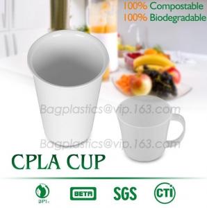 China 16 oz PLA compostable coffee paper cup with CPLA compostable lid,100% compostable pla coated paper cup 6OZ with CPLA Lid on sale