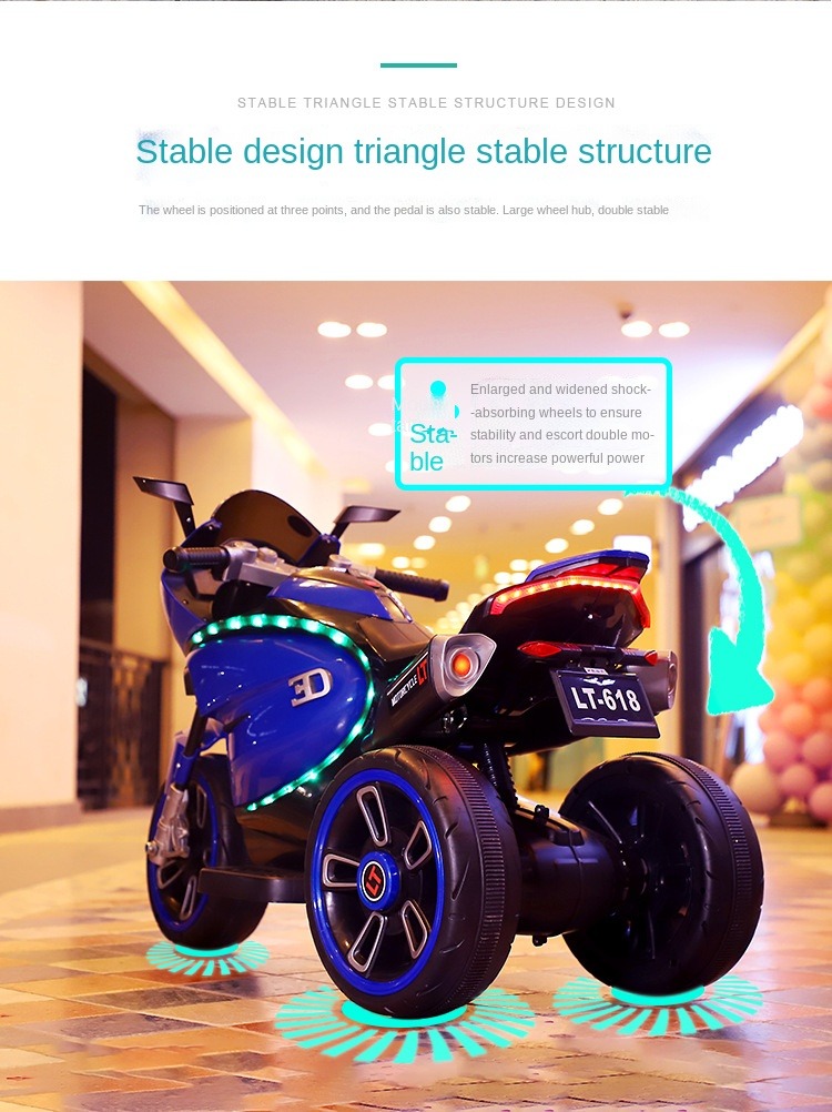 2022 Small Children Ride On Electric Kids Motorcycle with Battery 6V7AH*1 / 380*2 Plastic