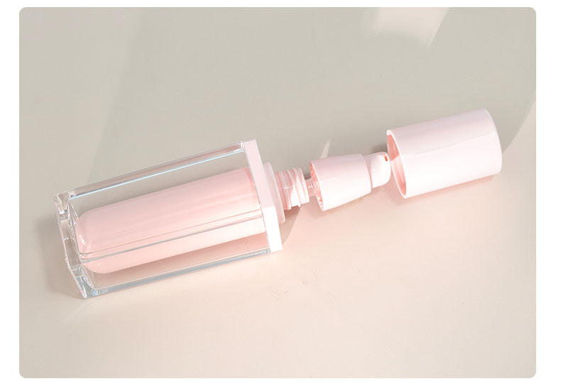 Screen Printing Square Acrylic Bottles Light Pink Perfume Bottle 50ml 100ml For Skin Care Products