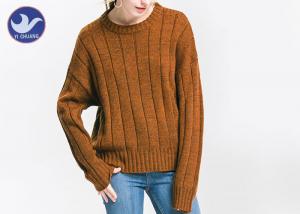 Quality Anti - Pilling Brown Womens Knit Pullover Sweater Soft Rib Knitting Apparel wholesale