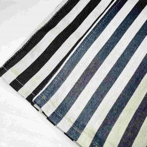 Quality Indigo Blue Striped Jacquard Printed Denim Fabric Cargo Jeans 180cm wholesale