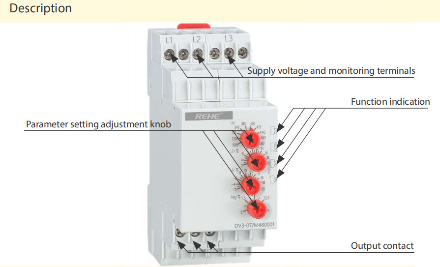 DV3-05 China Manufacturer Din rail mounting Adjustable Monitoring Voltage Protecter