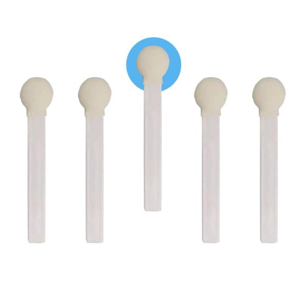 White PP Stick Round Head Foam Swabs 30mm Diameter
