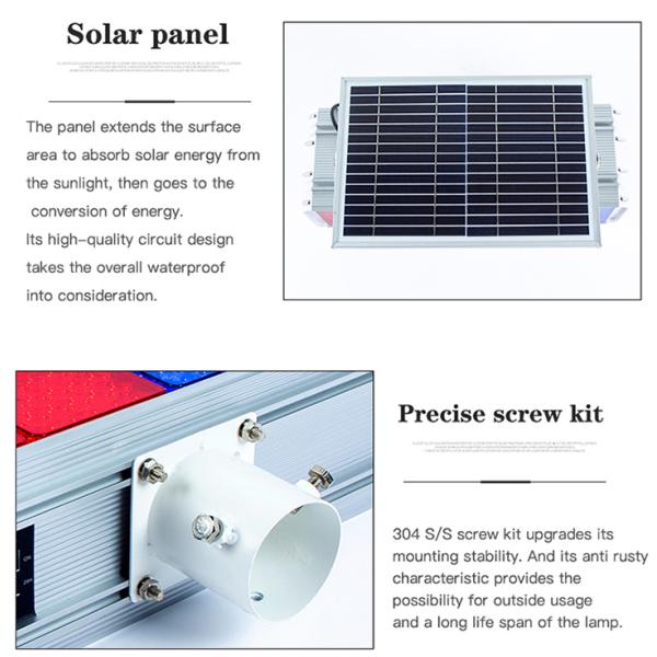 Red and blue traffic flashing light Double-sided traffic LED warning strobe light Solar flashing light