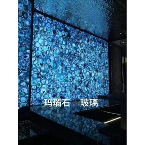 Quality Custom Polished Blue Agate Backsplash Tile Semi Precious Stone Slabs wholesale