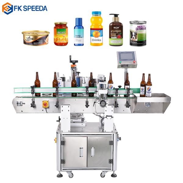 Wood Packaging Material Automatic Labeling Machine for Plastic Glass Wine Bottles FK805