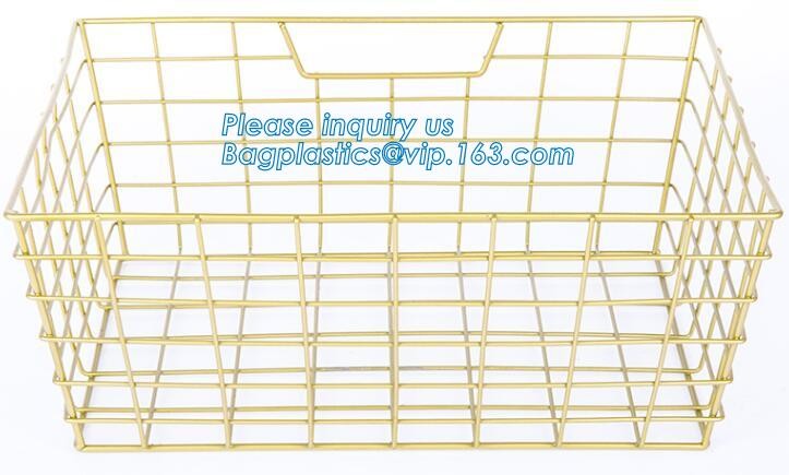 decorative laundry metal wire material storage basket, Vintage Metal Chicken Wire Removable Fabric Hanging Storage Baske