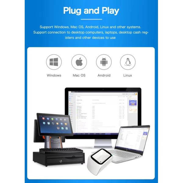 Shockproof QR Code Desktop Scanner Wired Desktop 2D Barcode Scanner