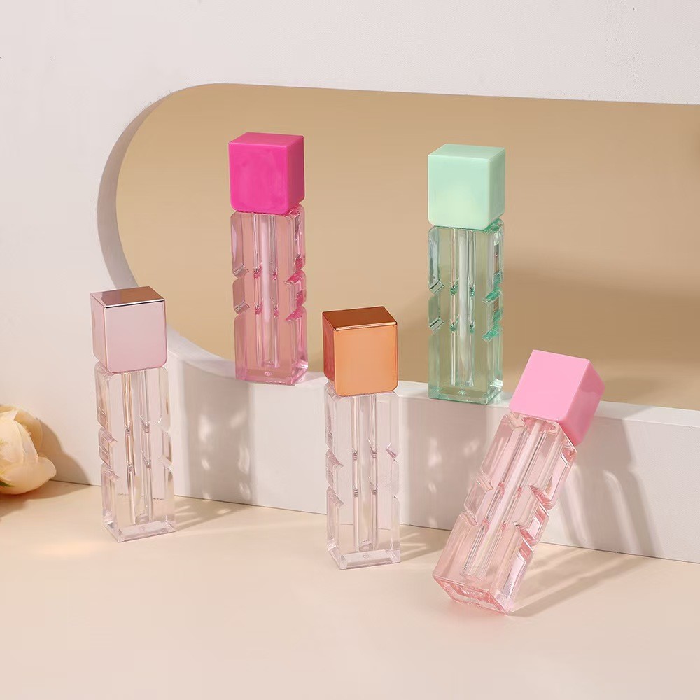 Irregular 3.5ml lip glaze tube with brush in various colors