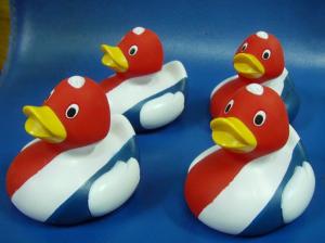 China Promotional Flag Colored Squeezing Rubber Ducks , Soft Squeezing Tiny Plastic Ducks  on sale