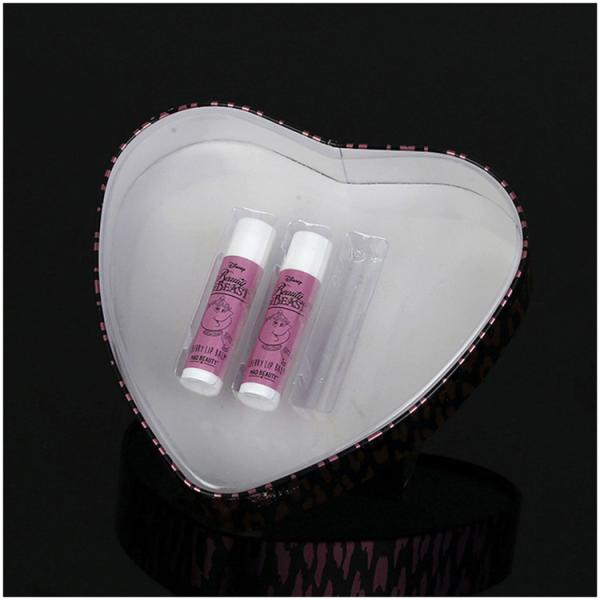Cosmetic Lipstick Custom Metal Tin Box Heart Shape With PVC Inner Tray