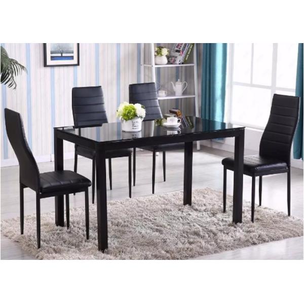 Rectangle Modern Style Chinese Glass Dining Table And 4 Chairs