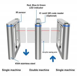 China Double Glass Wings Swing Barrier Gate High Speed Facial Recognition Turnstile For Airport on sale
