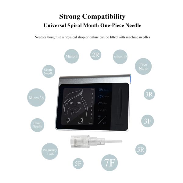 Black Digital PMU Microblading Pen Stainless Steel Electric Tattoo Gun Kit for Eyebrows Lips Skin Permanent Makeup Machine