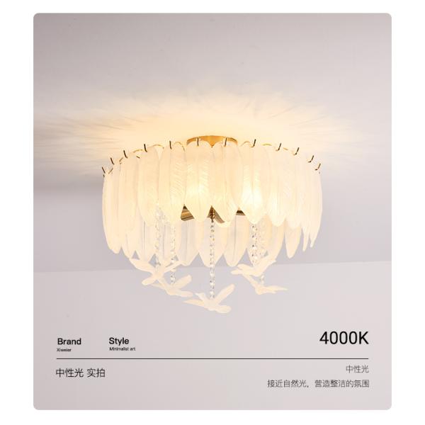 Creative Glass Feather Chandelier Modern Living Bedroom Kitchen Island Hanging（WH-CY-252）
