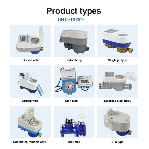 DN20 Radio Frequency Electronic Ic Card Prepaid Water Meter Ic Digital
