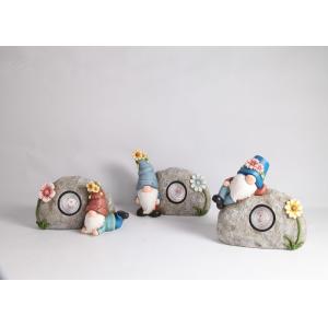 Quality Unique Solar Magnesium Oxide Garden Statue Handmade Lifelike Gnome Stone wholesale