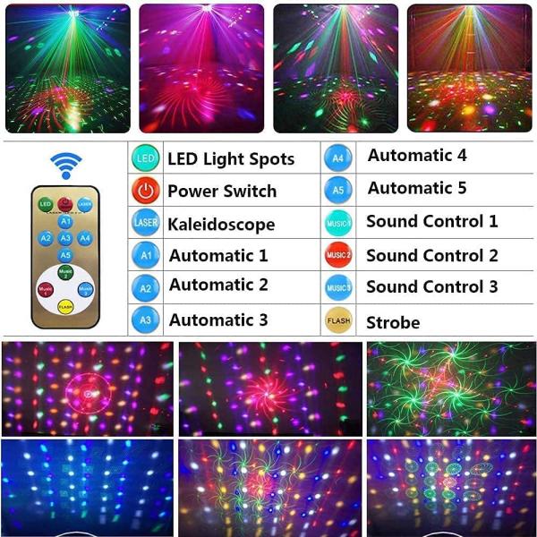 Party DJ Disco Lights 6 Colors LED Sound Activated Laser Light