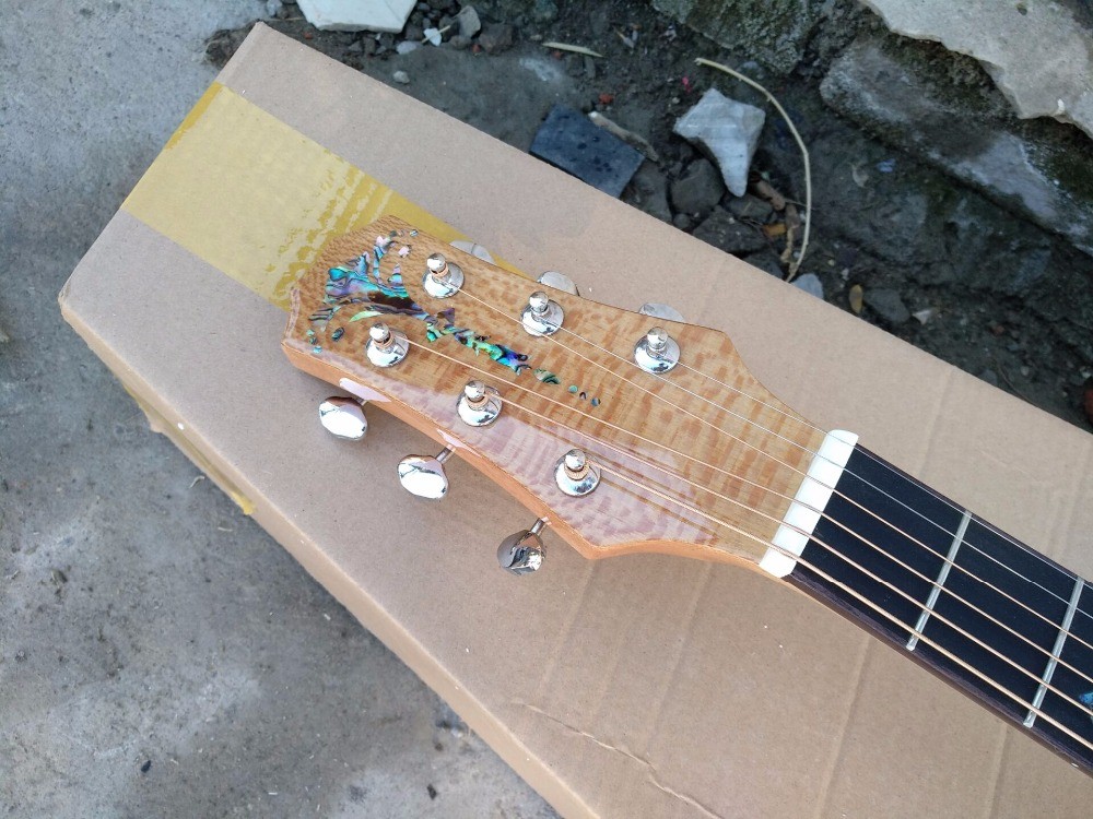 AAAA handmade all Solid single cut guitara 14 frets imported wood armrest GA acoustic electric guitar