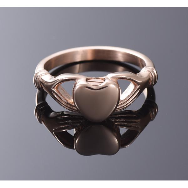 Hand Embrace Heart Shape Cremation Memorial Ring Stainless Steel Urns for Human Ashes