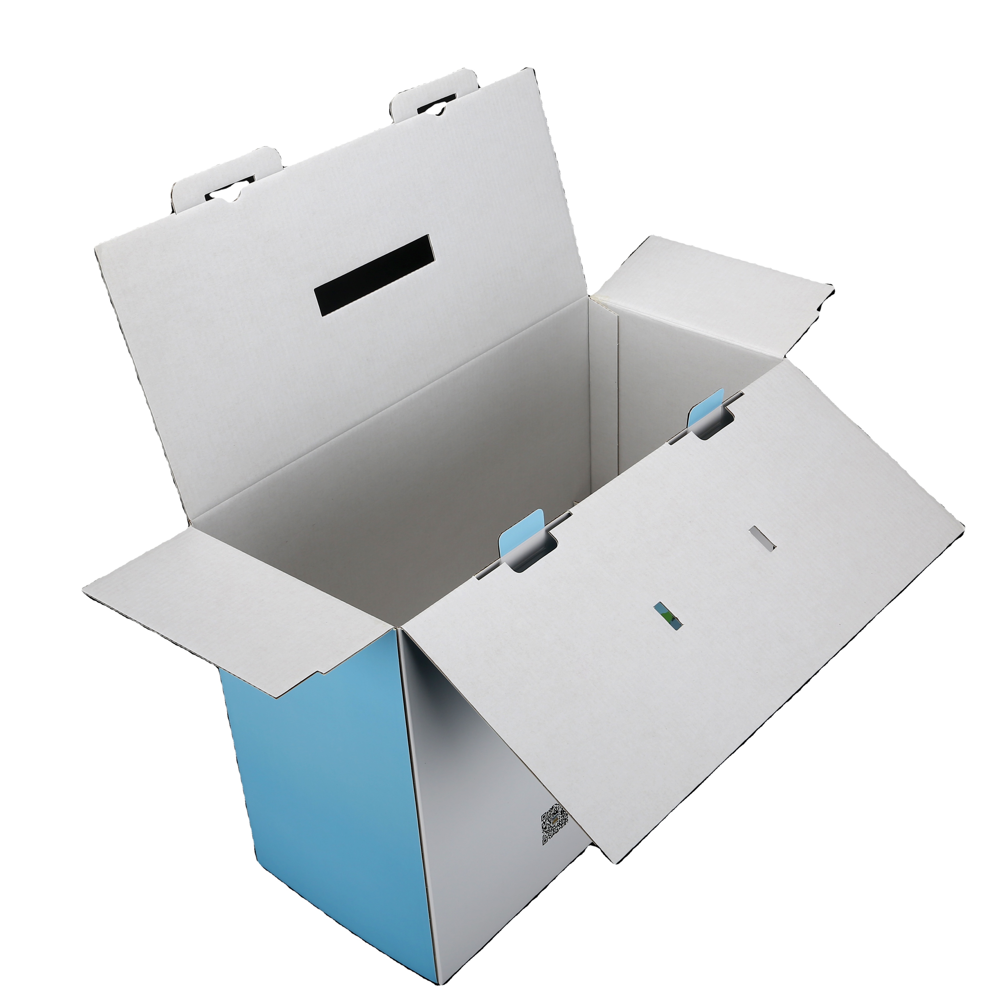 Custom Logo Corrugated Paper Packaging Tuck End Gift Box with Plastic Handle Made from Recycled Materials and Rectangular