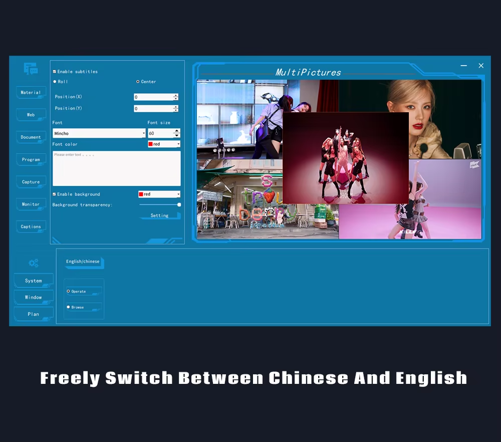 Screen Roaming Ulti-Screen Window Opening Software Window Manager Video Wall Controller Software for LCD Video Wall Panel