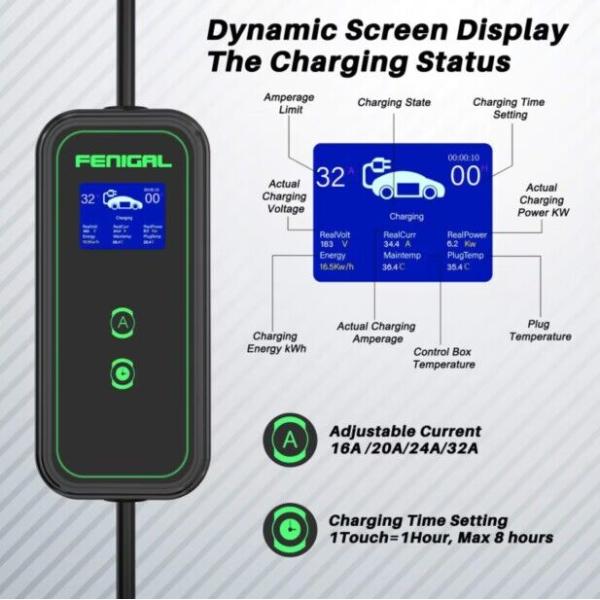 Portable Electric EV Vehicle Charging Gun 16A/32A/40A On-Board Charging
