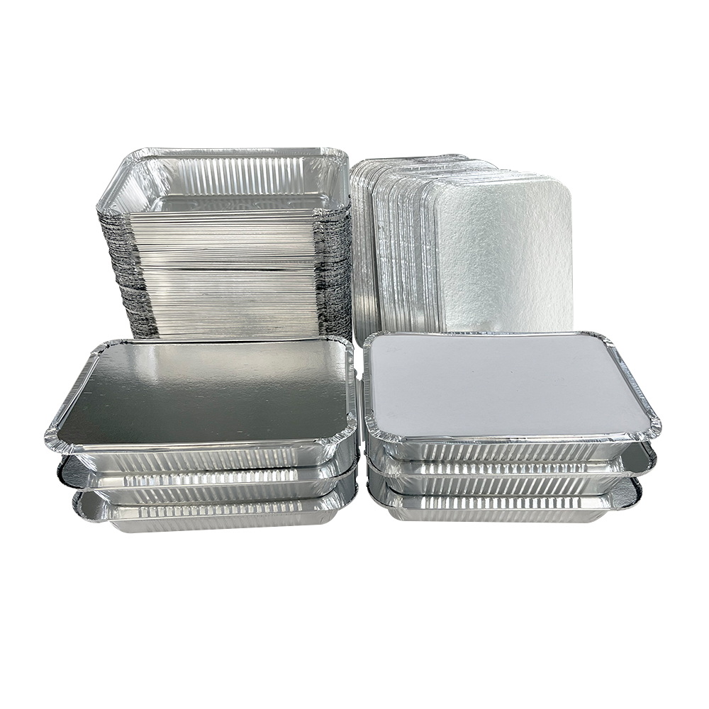 Environmental Friendly Disposable Rectangle Take Away Aluminum Foil Container with Lid