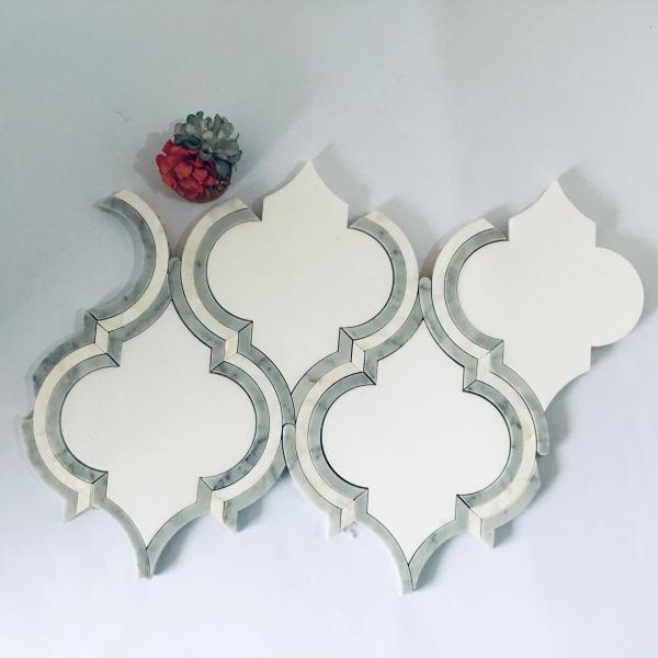 Luxry Product Water Jet Carrara Marble Mosaic Tile Lantern Design TV Bathroom and Kitchen Backsplash
