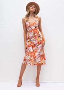 Quality A Line Style Sleeveless Print Dress Round Neck Delicate Floral Sleeveless Dress wholesale