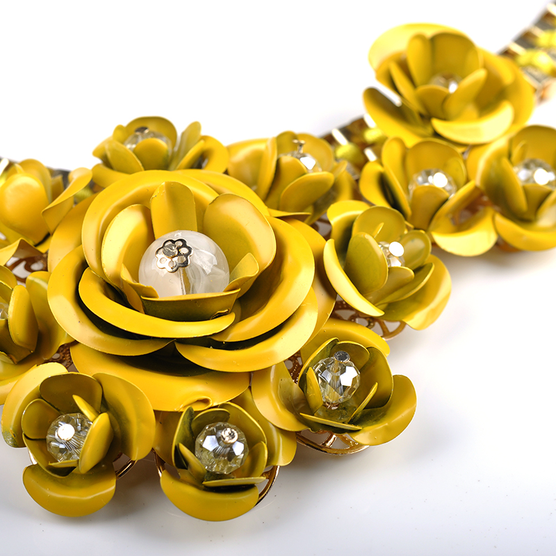 Hot Sale Fashion new multi color flower necklaces pendant chunky statement necklace