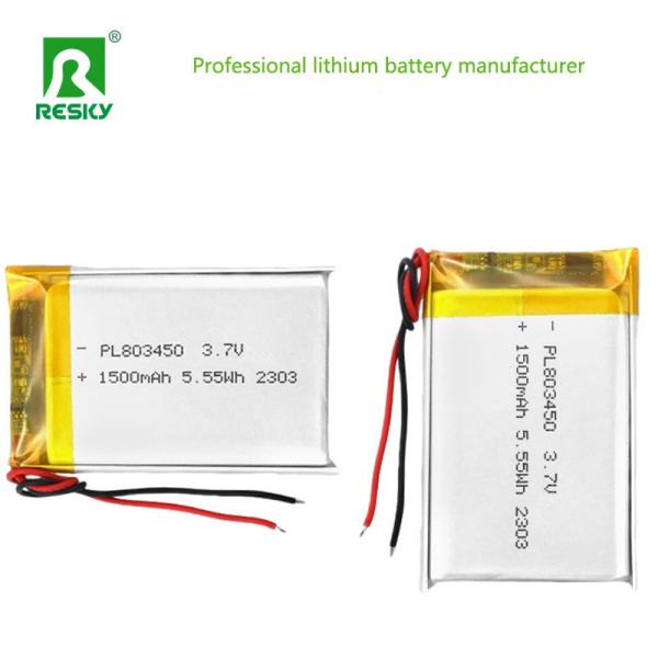 Flat Power Lithium Battery Cell 803450 3.7v 1500mAh 5.55wh Rechargeable Lipo Polymer Battery Pack