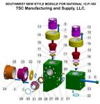 EWCO W-446 mud pump fluid end module, liners, pistons, valevs, W-440 mud pump