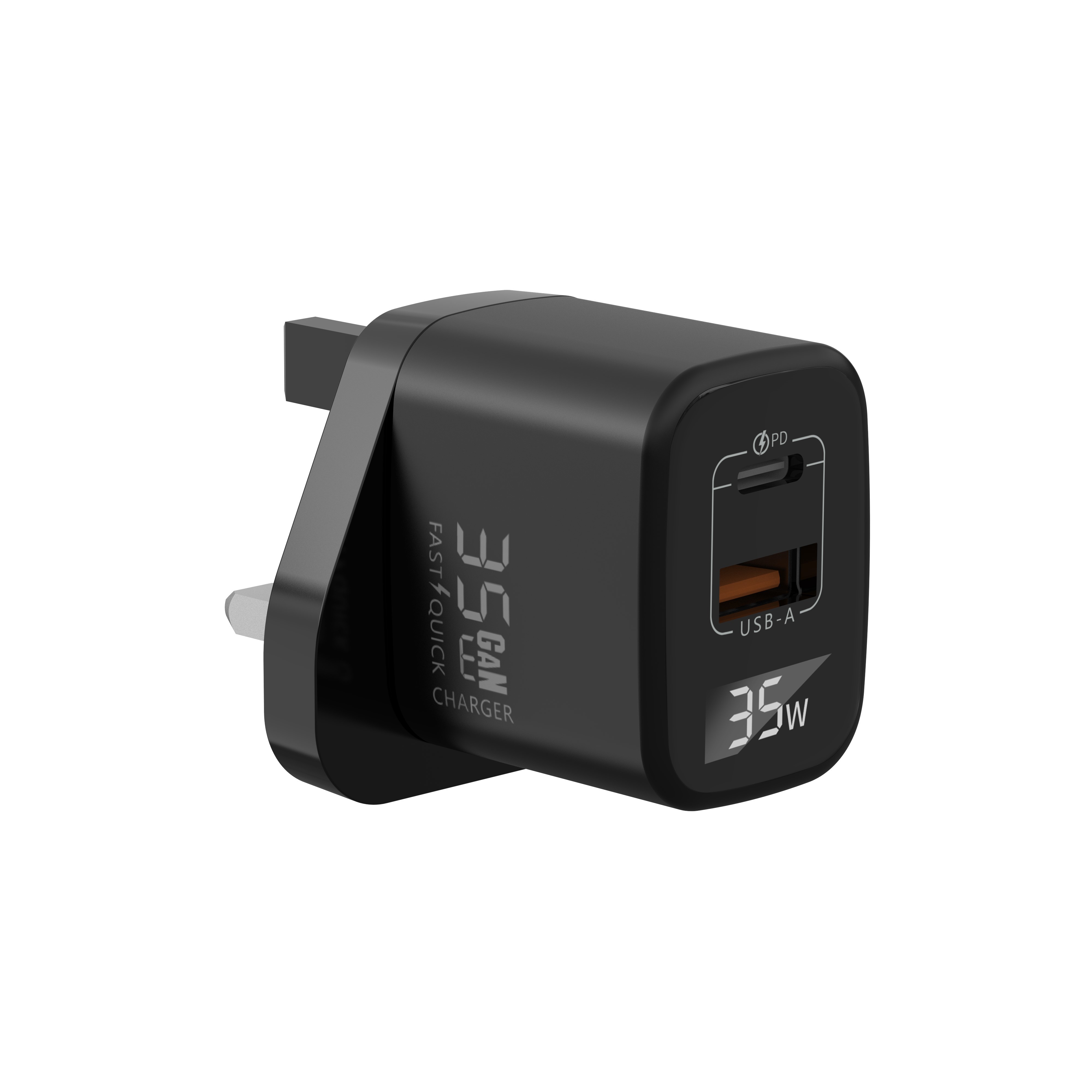 35W GaN Fast Charging USB C Charger Block With Digital Display
