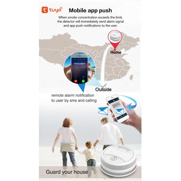 Explosion Proof Tuya Smoke Detector Home Assistant 2.4Ghz 85dB Alarm