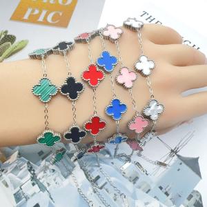 Buy cheap Ladies Four-leaf Clover Bracelet, 18K Gold-plated Stainless Steel Lucky Four from wholesalers