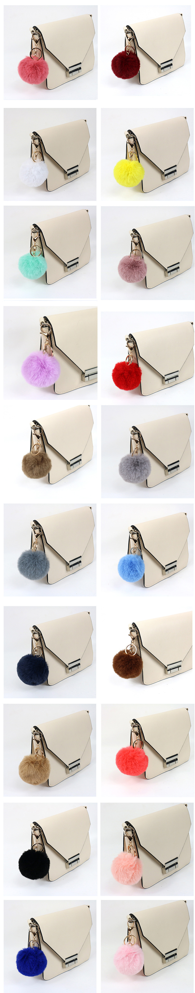 Electroplated Key Chain Ornaments , Pom Pom Fur Ball Keychain 0.02kg