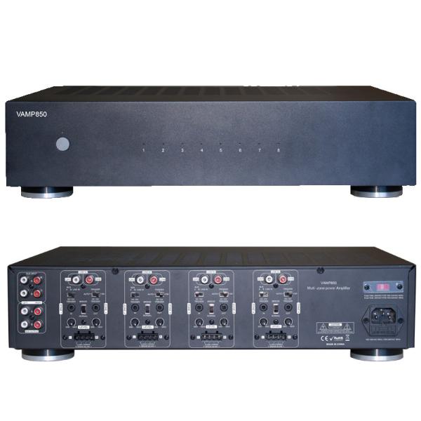 8-Channel Stereo Power Amplifier - 800 Watts Maximum Power Output Multi-Zone Audio Source Mixer Receiver